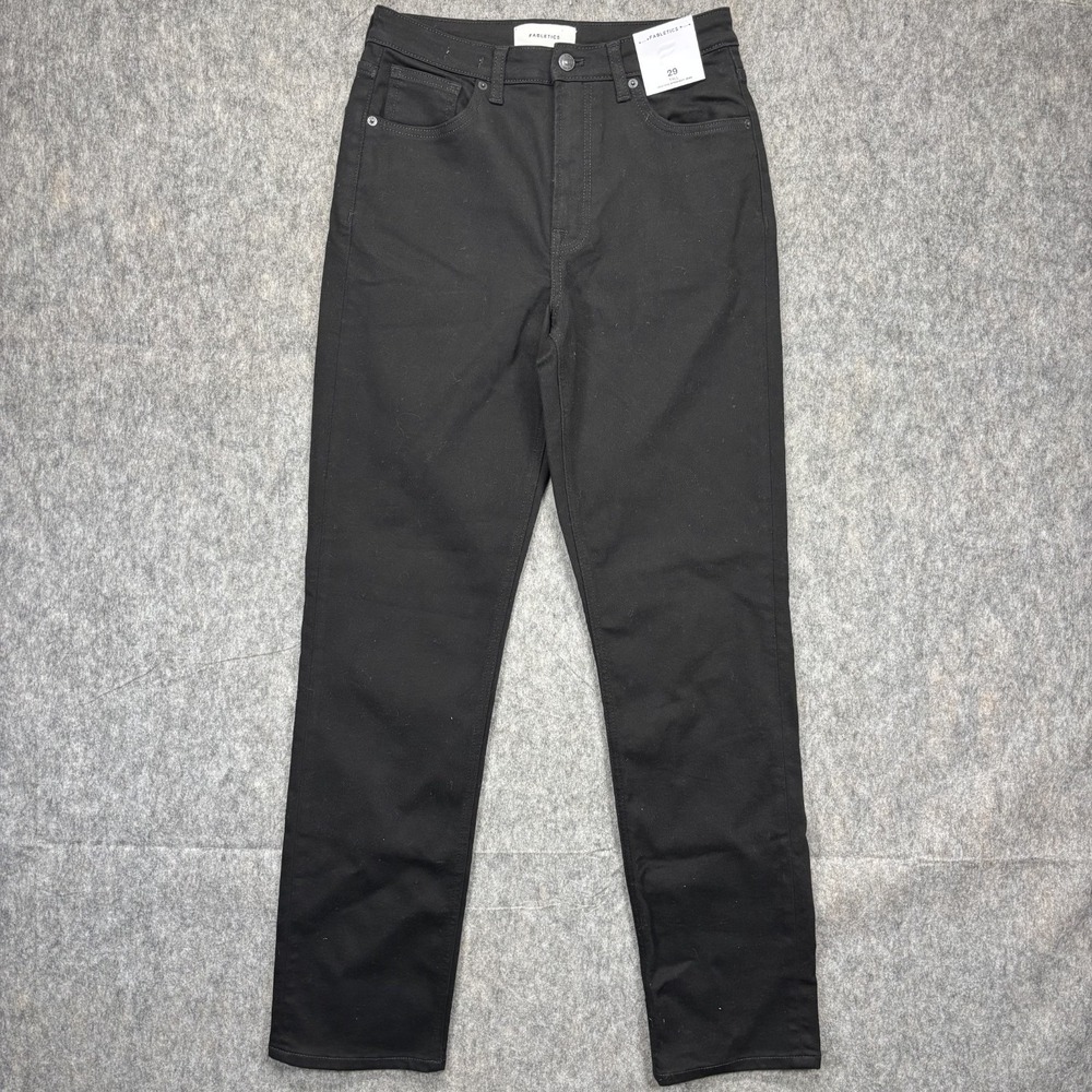 Fabletics High Rise Stright Jeans Women's 29T x 32 Black Stretch Denim Black New